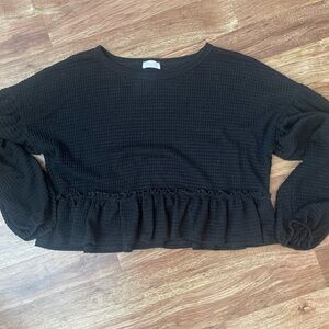 Pink Lily Black Ruffle Knit Top 🖤✨